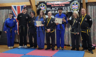 Danny and Teresa Black Belt grade with examiners.