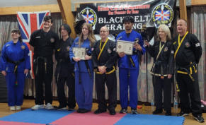Danny and Teresa Black belt grade with examiners